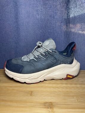 Hoka Kaha 2 GTX Waterproof Hiking Shoes Low Boots 6.5 Navy Blue Burgundy Cream